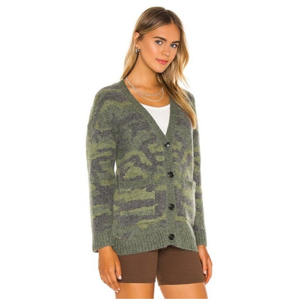 Rails Runi Green Camo Alpaca Wool Blend Cardigan … - image 1